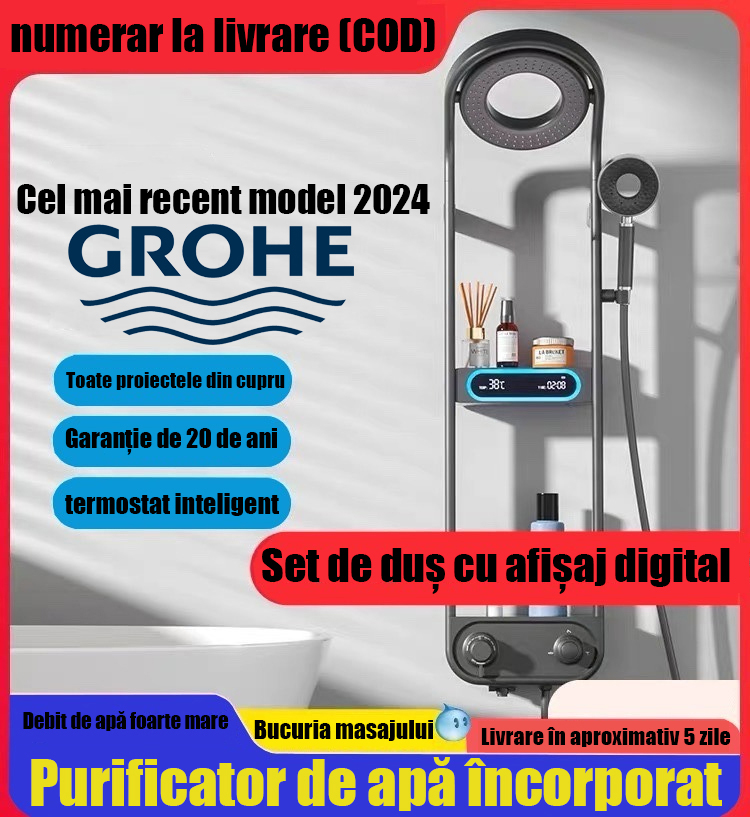 Digital Shower System Modern Bathroom Temperature Display Shower Faucet Set Rain Shower Bathroom Faucet Bidet Shower Set