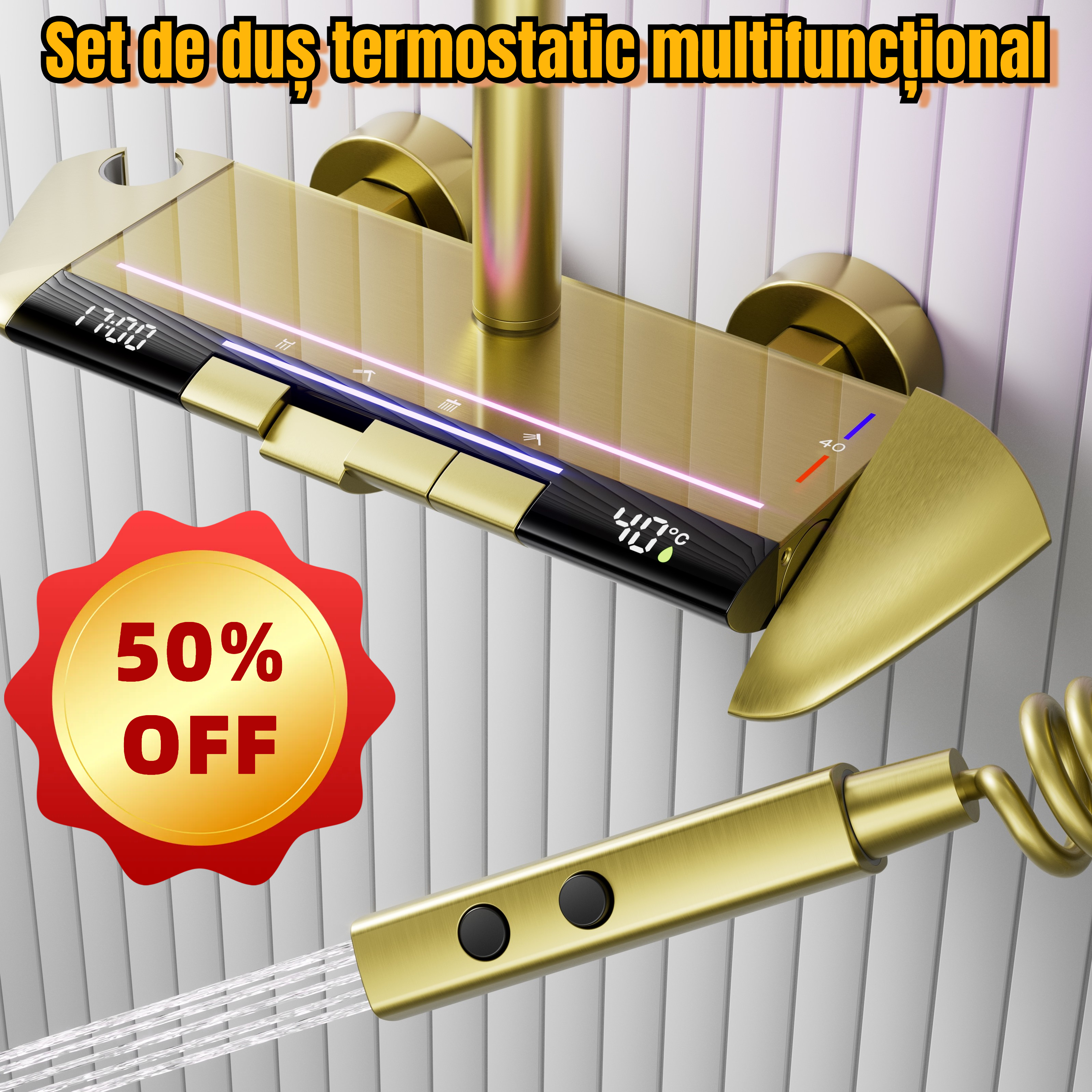 Set de duș termostatic multifuncțional
