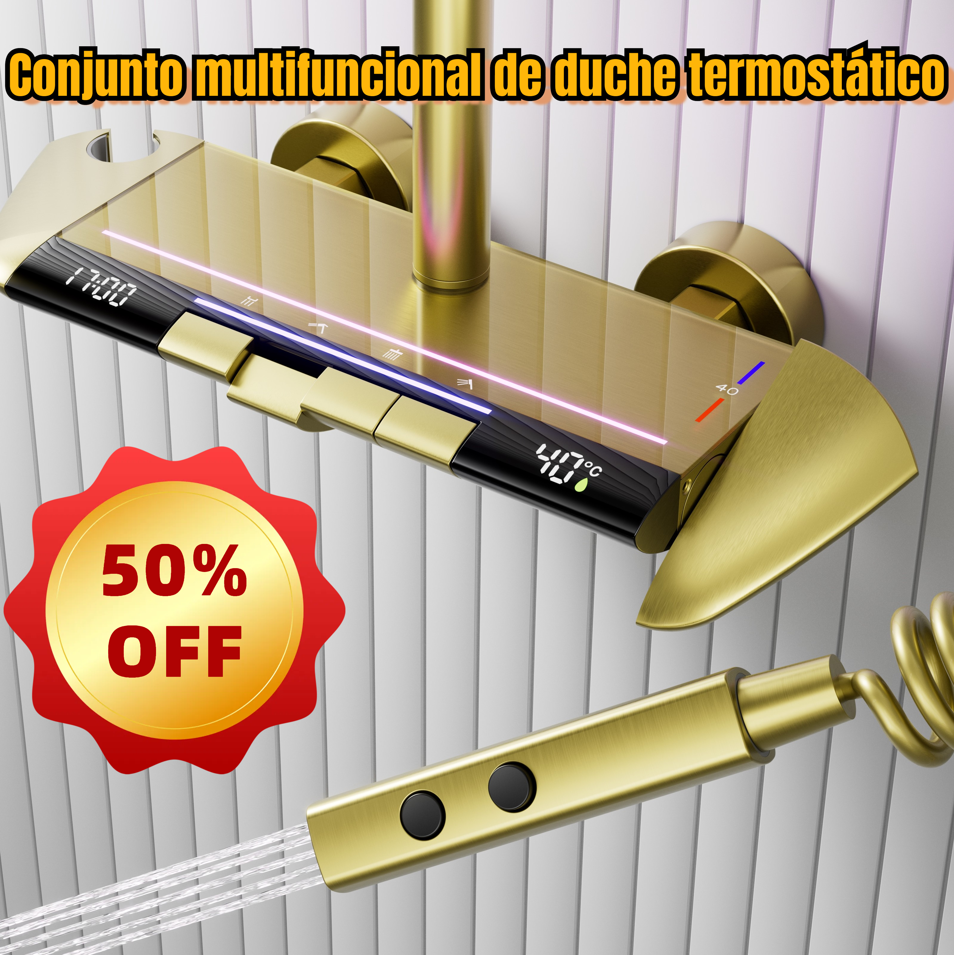 Conjunto multifuncional de duche termostático