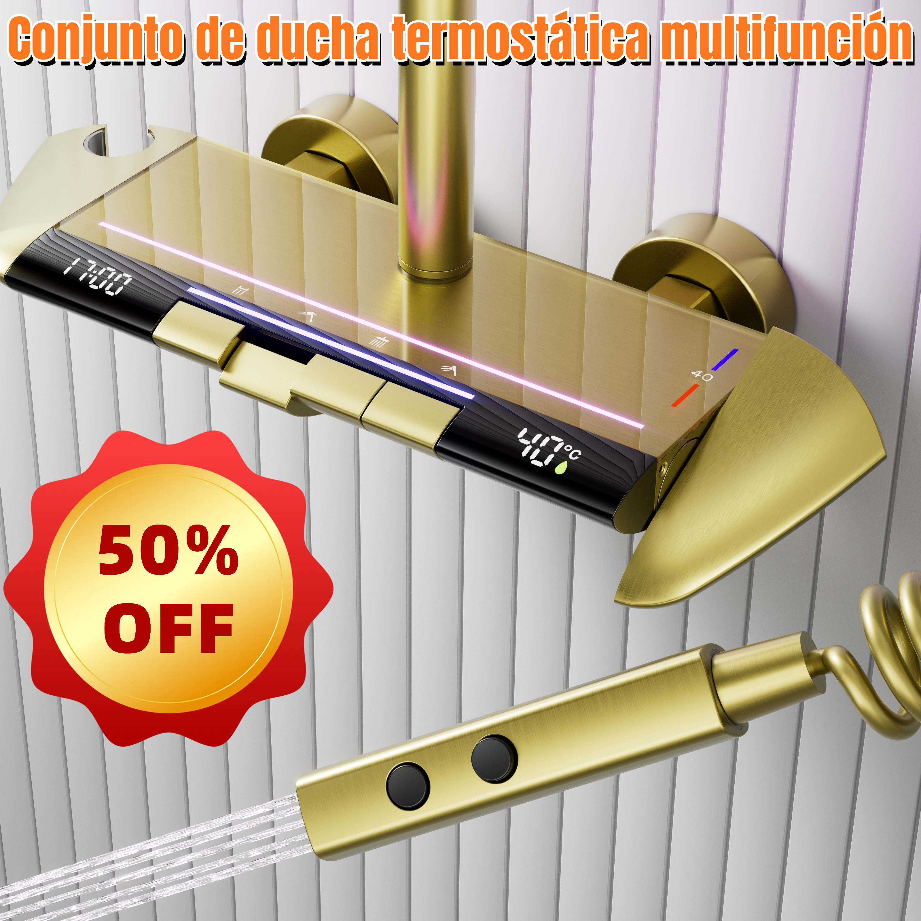 Set de ducha digital termostático multifunción