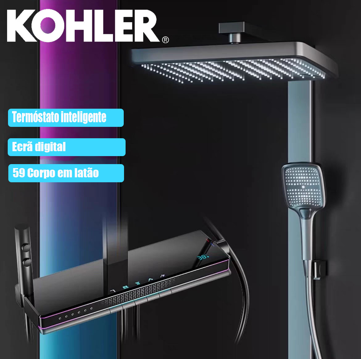 Conjunto de duche termostático